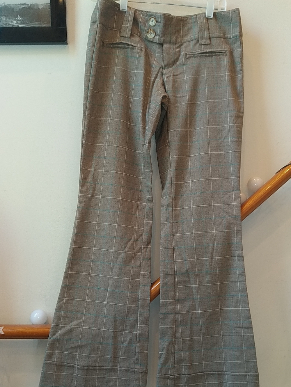 Vintage Trouser Pants Beige Brown And Teal
